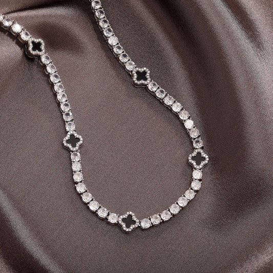 Iced Out Four Leaf Clover 4mm Tennis Necklace & Bracelet For Men