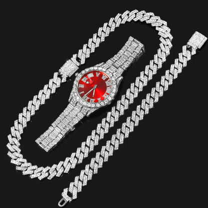 Iced Out Necklace, Watch, Bracelet For Men