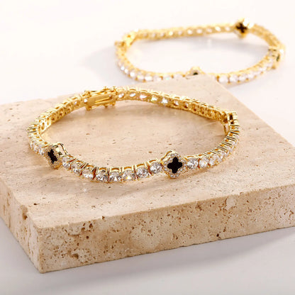 Iced Out Four Leaf Clover 4mm Tennis Necklace & Bracelet For Men