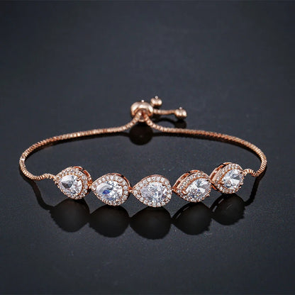 New Round Water Drop Shaped Zircon Pull Bracelet For Women