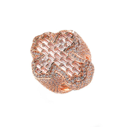 New Iced Out Bling CZ Cross RingFor Men