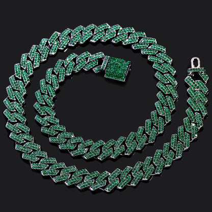 14mm Iced Out Rhombus Prong Cuban Link Chain For Men