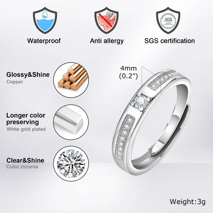 New Zircon Adjustable Men's Ring