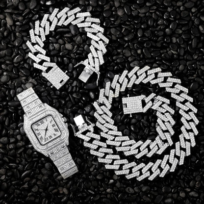 20MM Iced Out Cuban Link Chain Set For Men