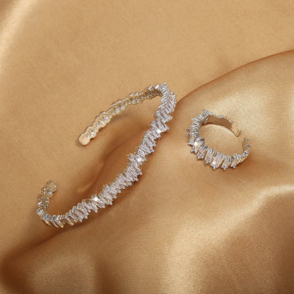 Luxurious Cubic Zirconia Bracelet and Ring Set for Women