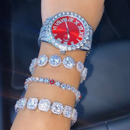 Iced Out Necklace, Watch, Bracelet For Men