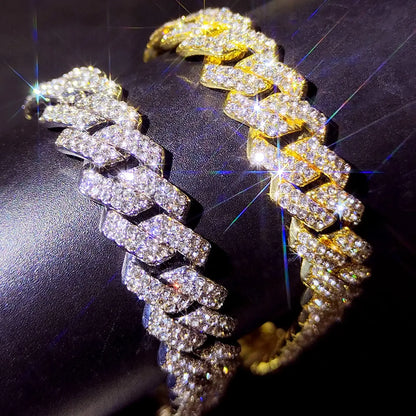 15mm Prong Cuban Link Bracelet For Men