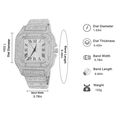 High Quality Set Sparking Cross, Pendant Necklace, Iced Necklace and Watch For Men