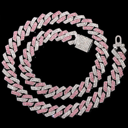 14mm Iced Out Rhombus Prong Cuban Link Chain For Men