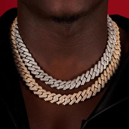 2PCS/Set Iced Out Cross Pendant Tennis Chain Necklace For Men