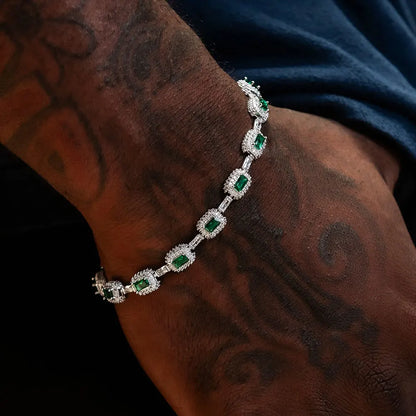 Fashion Iced Out Emerald Bracelet For Men