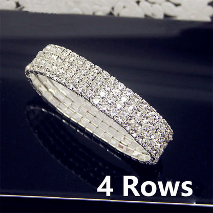 Luxury Full White AAA CZ Zircon Crystal Elastic Bracelet For Women