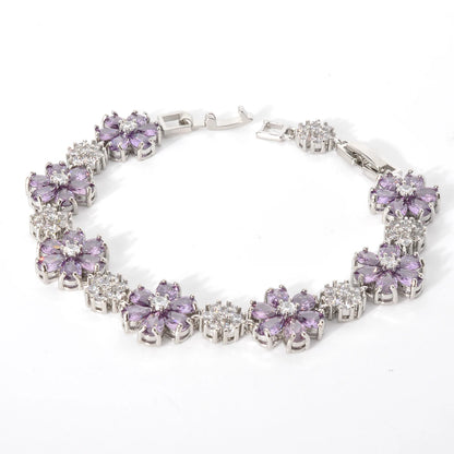 Lovely Pink Star Zirconia Tennis Bracelet For Women