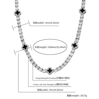 Iced Out Four Leaf Clover 4mm Tennis Necklace & Bracelet For Men