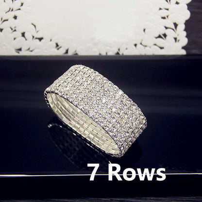 Luxury Full White AAA CZ Zircon Crystal Elastic Bracelet For Women
