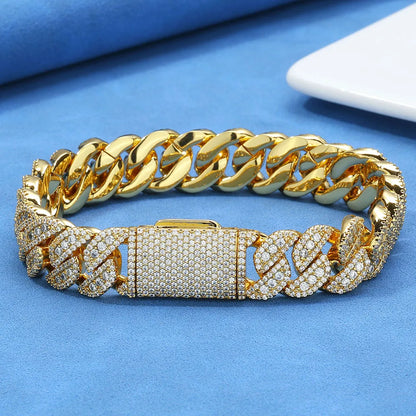 14MM 3 Rows Cz Miami Cuban Link Necklace and Bracelet