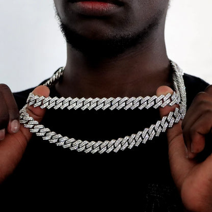 2PCS/Set Iced Out Cross Pendant Tennis Chain Necklace For Men