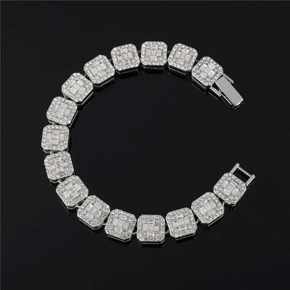 Fashion 11mm Square Zircon Link Bracelet For Men
