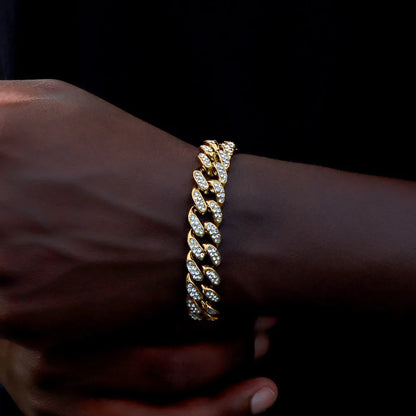 14MM Iced Prong Link Cuban Chain Bracelets for Men
