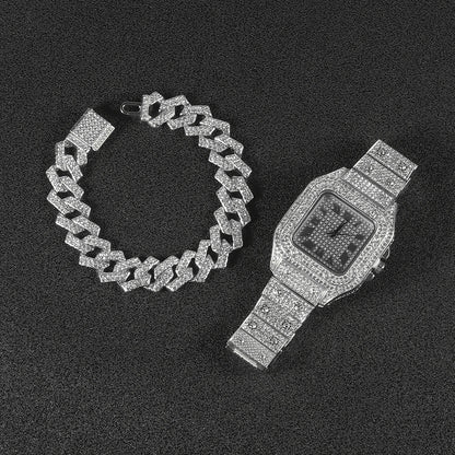 High Quality Iced Out Bracelet and Watch Set