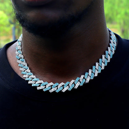 14mm Iced Out Rhombus Prong Cuban Link Chain For Men