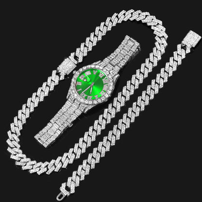 Iced Out Necklace, Watch, Bracelet For Men