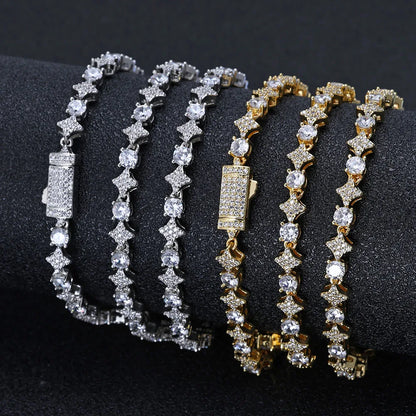 Iced Out Round Cut Star Tennis Chain For Men