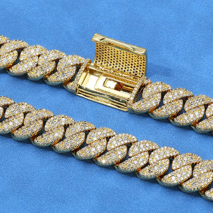 14MM 3 Rows Cz Miami Cuban Link Necklace and Bracelet