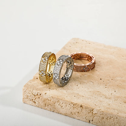 6MM Iced Out Four Leaf Flower Ring For Men