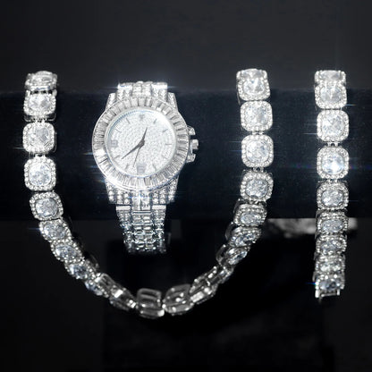 3pcs Stylish Set Full Inlaid Diamonds
