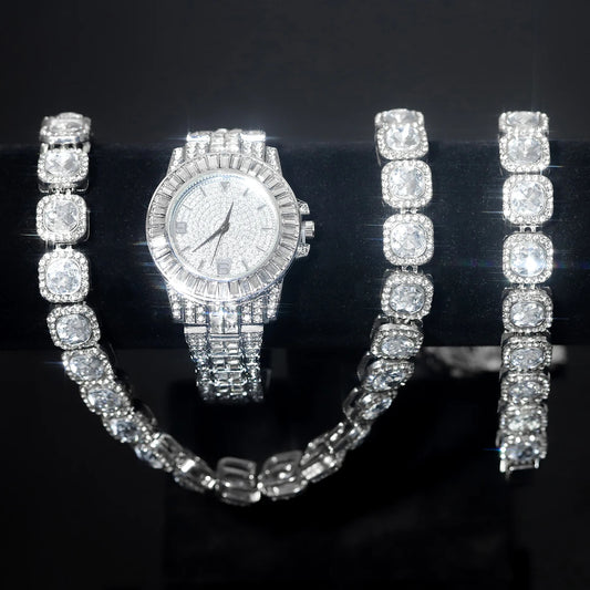 3pcs Stylish Set Full Inlaid Diamonds