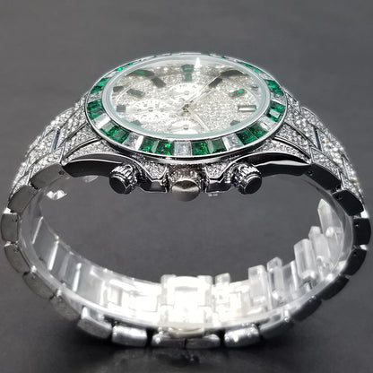 Hip Hop Iced Out, Green Diamond Watch For Men