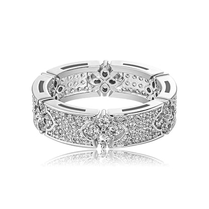 6MM Iced Out Four Leaf Flower Ring For Men