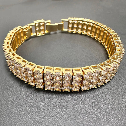 3 Rows Iced Out Tennis Bracelet For Men