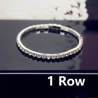 Luxury Full White AAA CZ Zircon Crystal Elastic Bracelet For Women