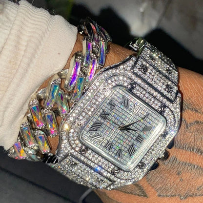 2025 Full Iced Out Watch And Bracelet For Men