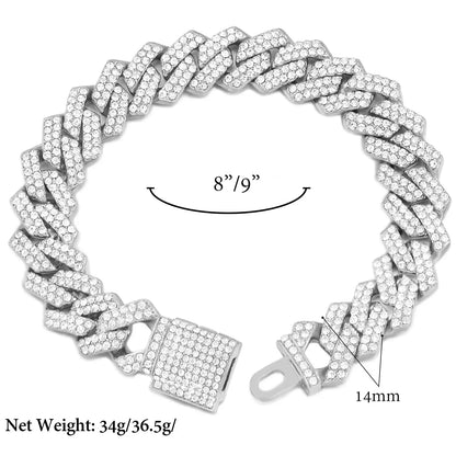 15mm Prong Cuban Link Bracelet For Men