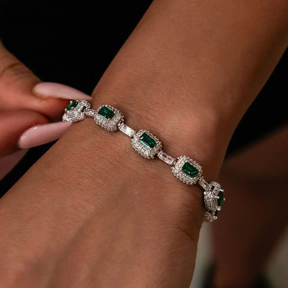 Fashion Iced Out Emerald Bracelet For Men