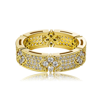 6MM Iced Out Four Leaf Flower Ring For Men