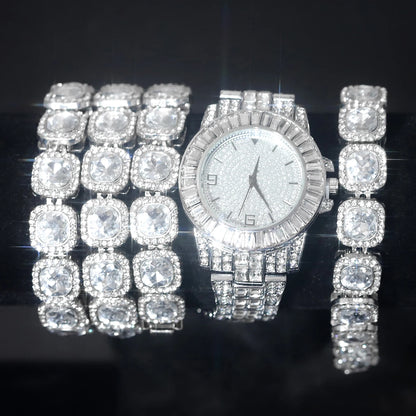 3pcs Stylish Set Full Inlaid Diamonds