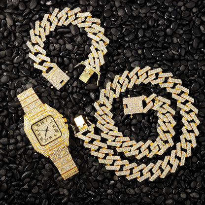 20MM Iced Out Cuban Link Chain Set For Men