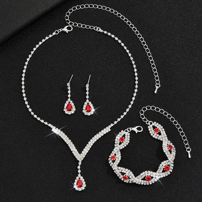 3 Pcs Luxury Rhinestone Bride Jewelry Set for Women