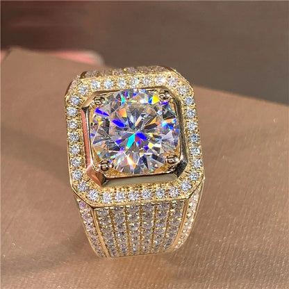 Shining White Zircon Round Stone Ring For Men