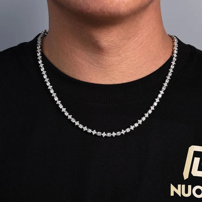 Iced Out Round Cut Star Tennis Chain For Men