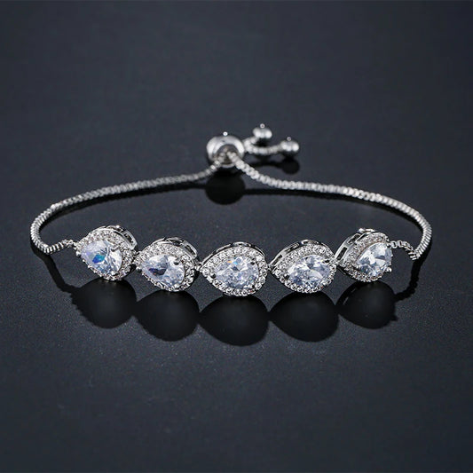 New Round Water Drop Shaped Zircon Pull Bracelet For Women
