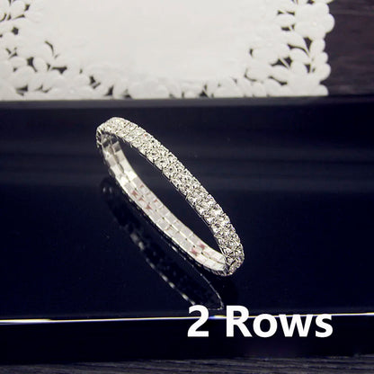 Luxury Full White AAA CZ Zircon Crystal Elastic Bracelet For Women
