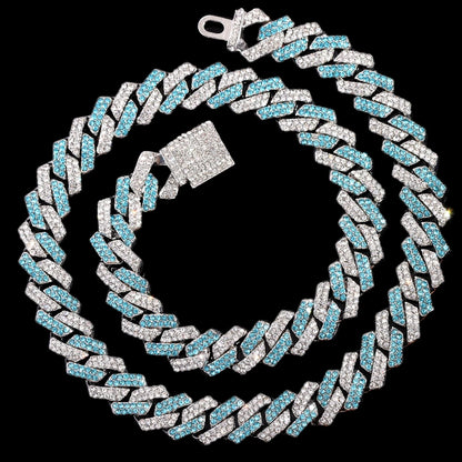 14mm Iced Out Rhombus Prong Cuban Link Chain For Men