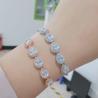New Round Water Drop Shaped Zircon Pull Bracelet For Women