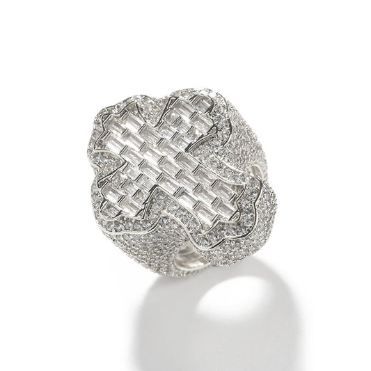 New Iced Out Bling CZ Cross RingFor Men