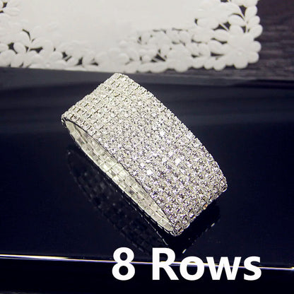 Luxury Full White AAA CZ Zircon Crystal Elastic Bracelet For Women